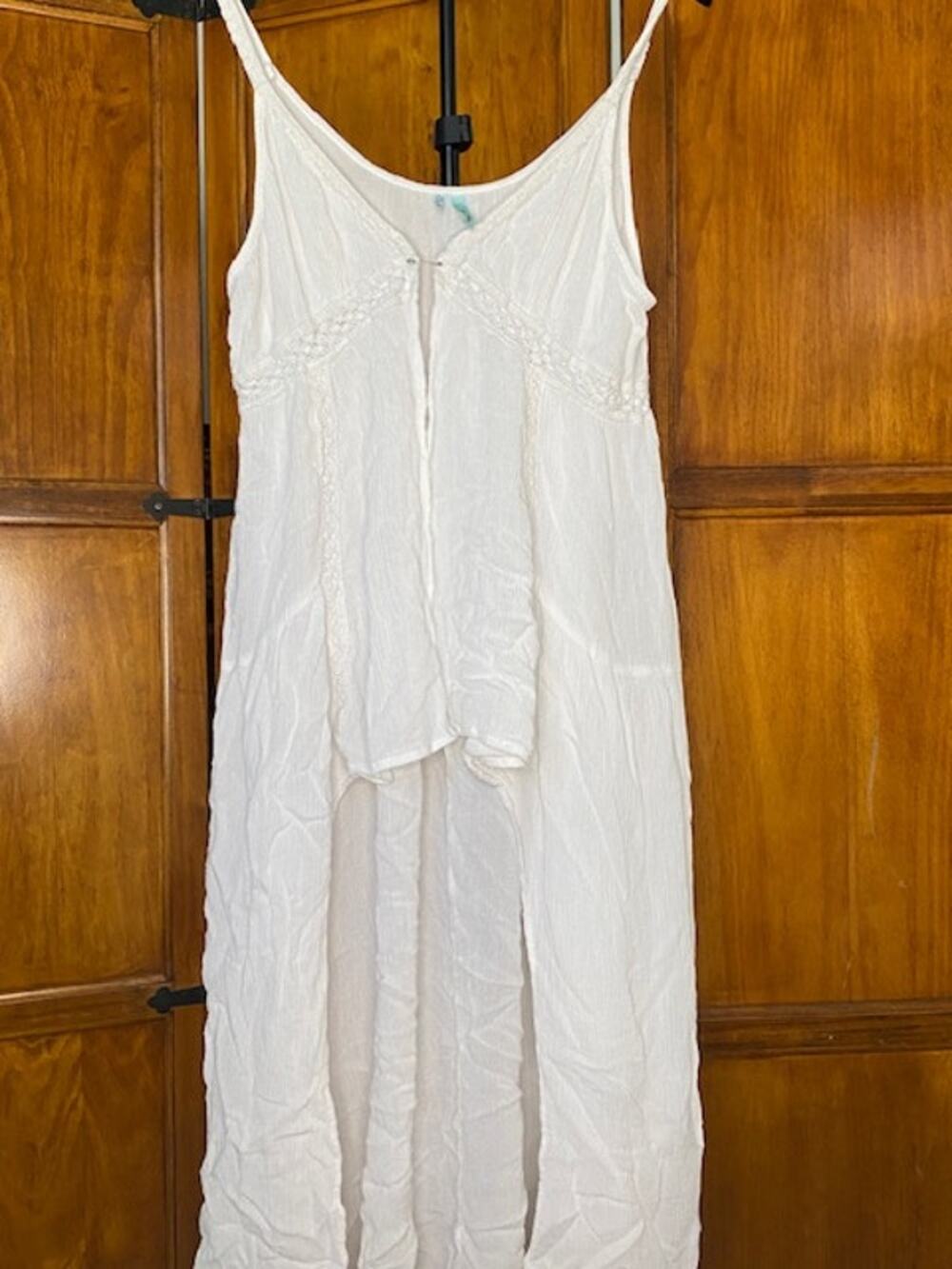Maurices XL White Boho Maxi Dress Crochet Lace Spaghetti Strap Beach Cover Up